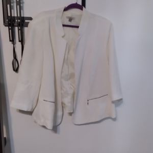 White blazer with zipper pockets